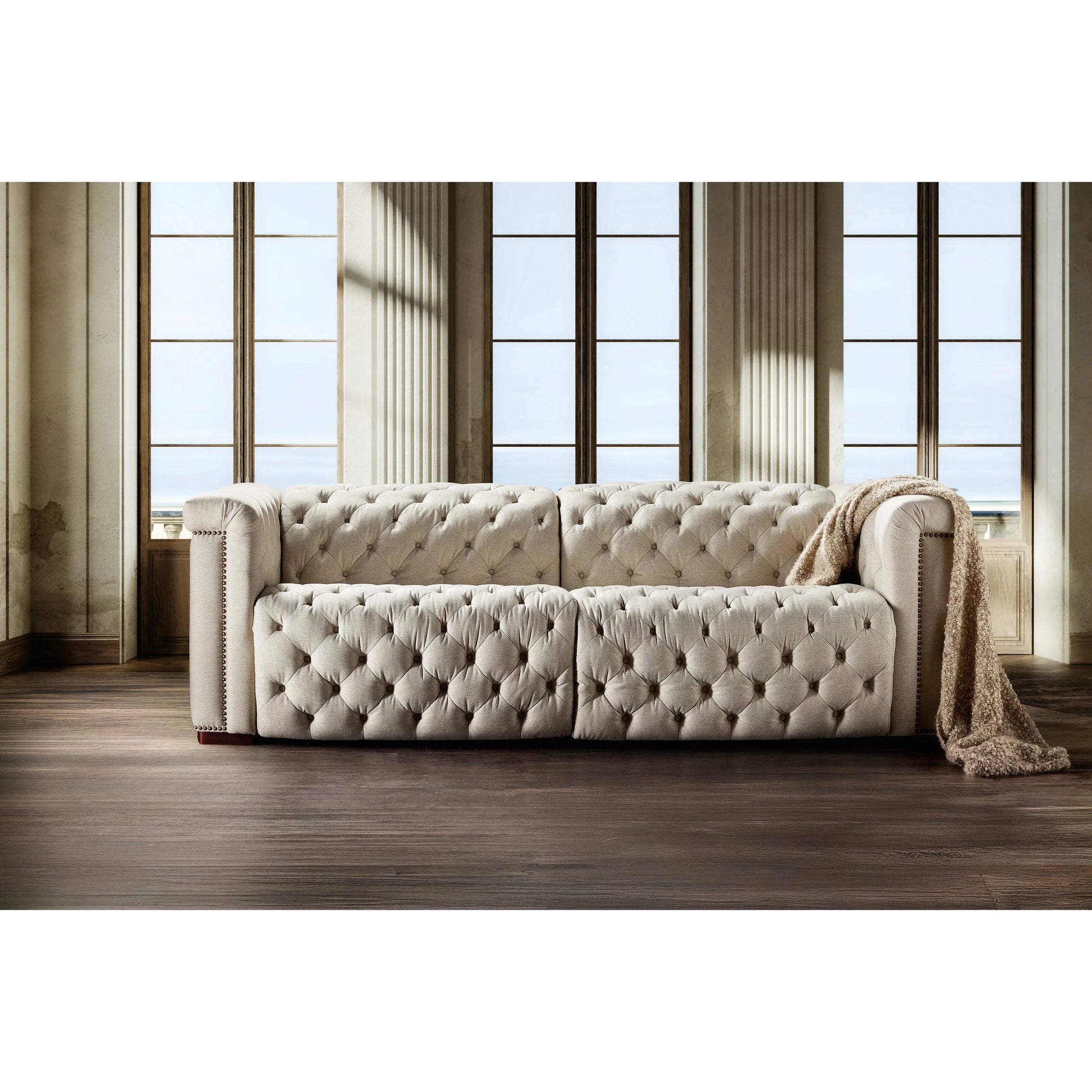 Savion Deux Sofa with Power Recliners and Power Headrests by Hooker Furniture in dark wood. Made from unique in a traditional style.