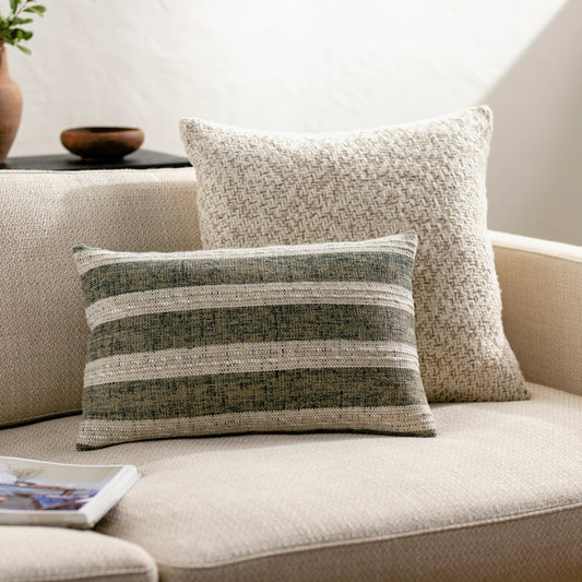 Rafer Pillow - 481556 by Surya in grey, ash, light silver, pewter. Made from front: 65% linen, 35% cotton, back: 100% cotton in a modern style.