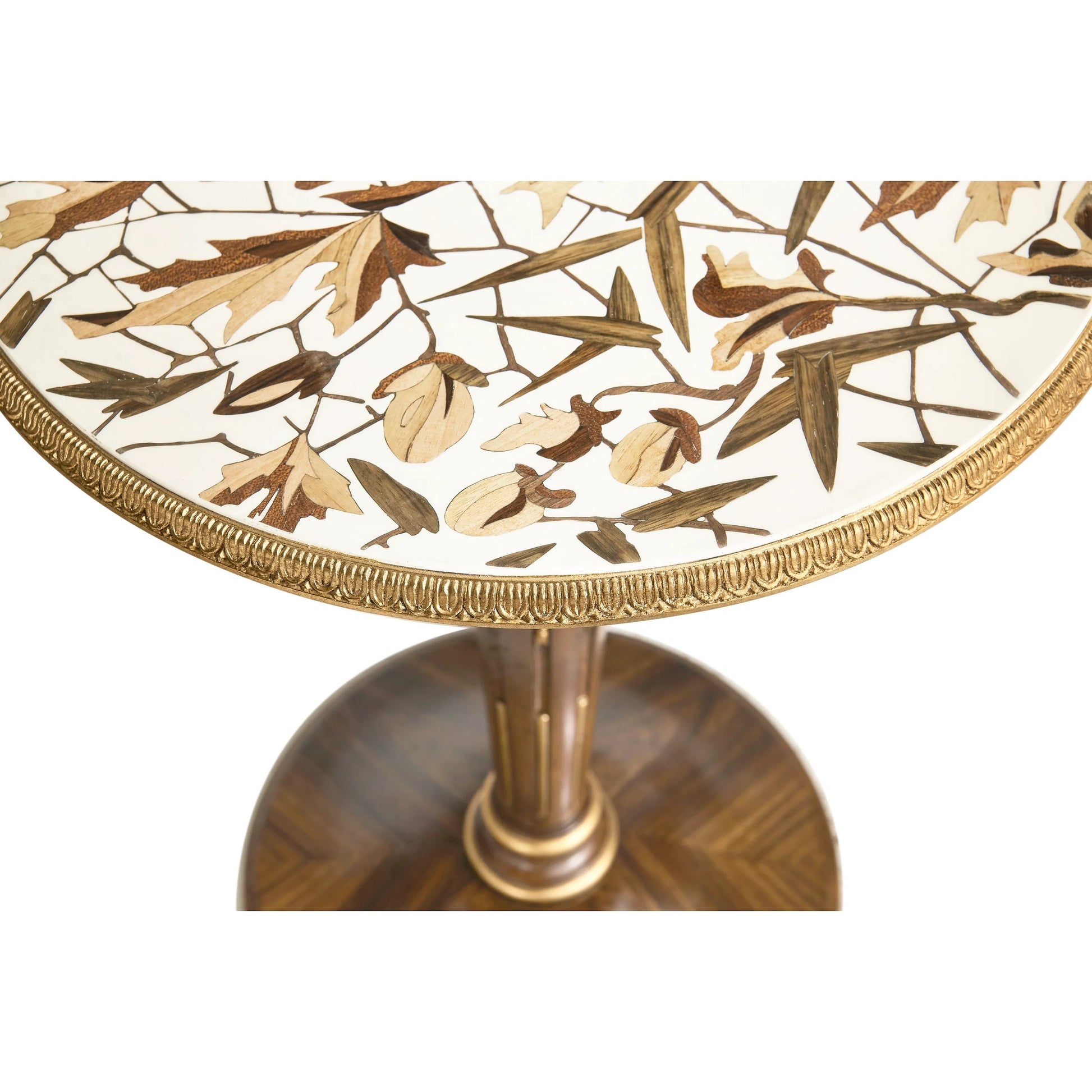 Trianon Accent Table by Jonathan Charles in oak leaf parquetry. Made from local mahogany, marquetry veneer, mdf in a traditional style.