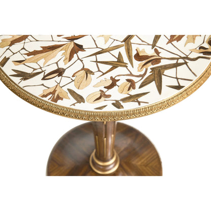 Trianon Accent Table by Jonathan Charles in oak leaf parquetry. Made from local mahogany, marquetry veneer, mdf in a traditional style.