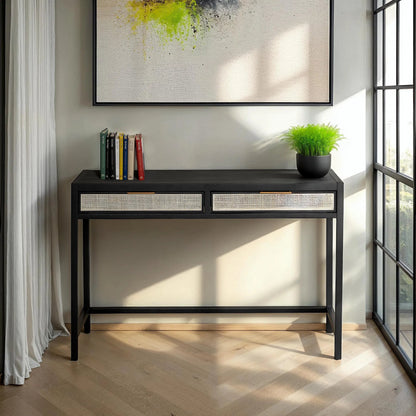 Rattan Desk by LH Imports. Made from oak, oak veneer, wicker, metal in a modern style.