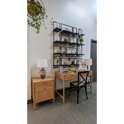 Rattan Desk by LH Imports. Made from oak, oak veneer, wicker, metal in a modern style.