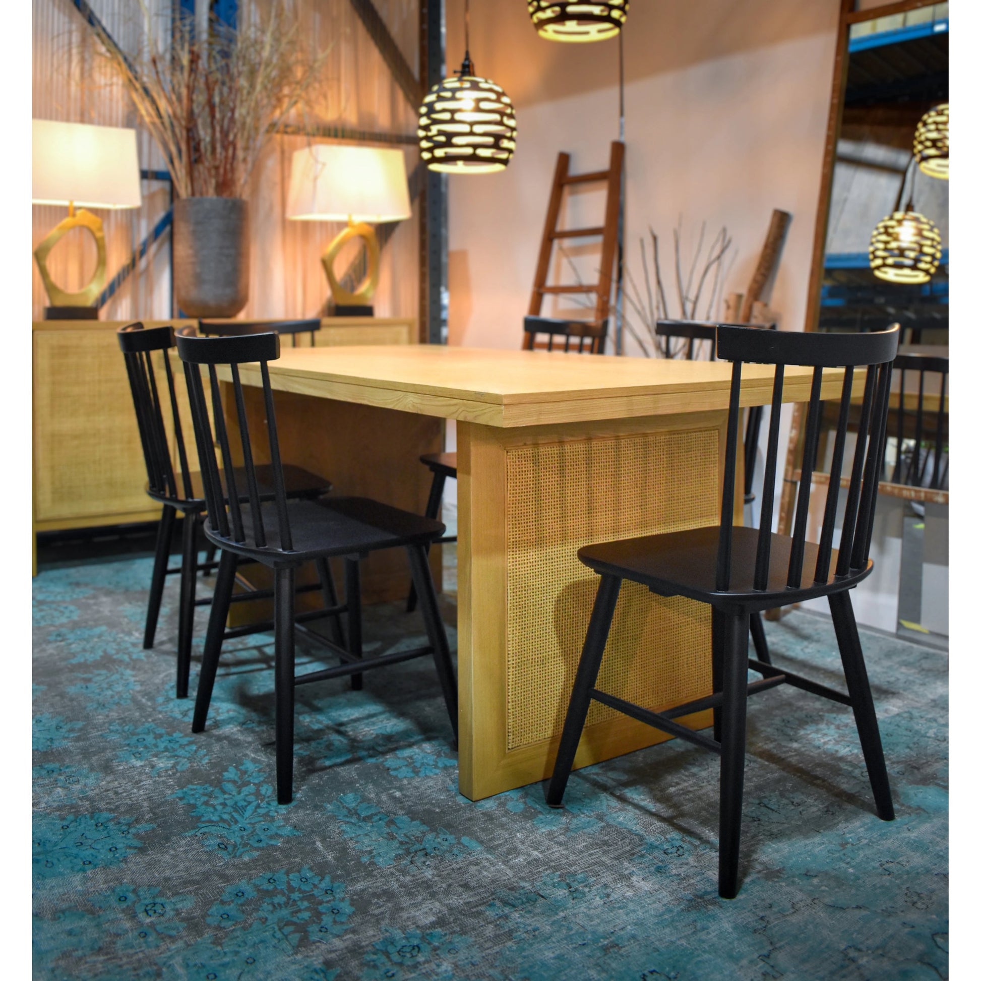 Rattan Dining Table by LH Imports. Made from oak, oak veneer, wicker in a modern style.