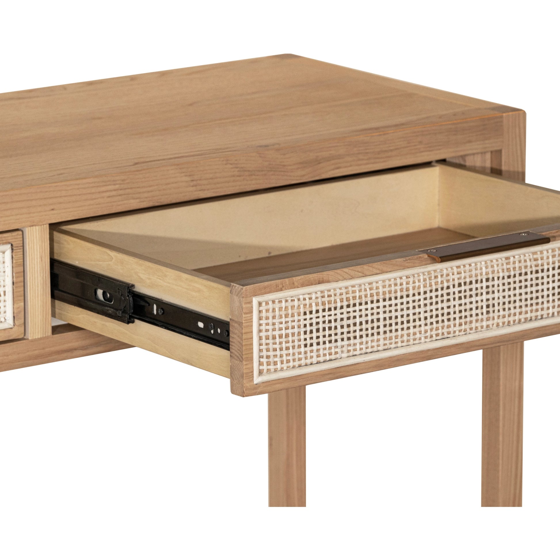 Rattan Console Table by LH Imports in natural and natural, brass. Made from oak, oak veneer, wicker, metal in a modern style.