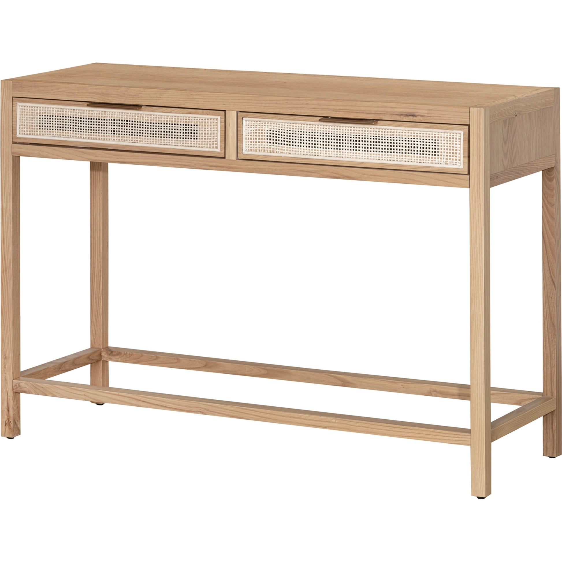 Rattan Console Table by LH Imports in natural and natural, brass. Made from oak, oak veneer, wicker, metal in a modern style.