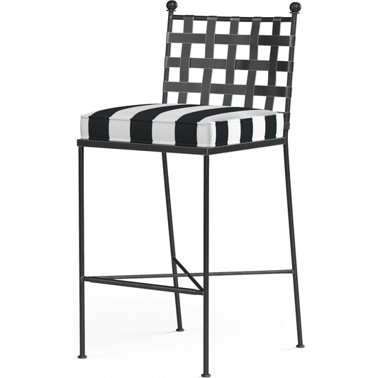 Provence Outdoor Barstool by Sunset West. Made from wrought iron in a modern style.