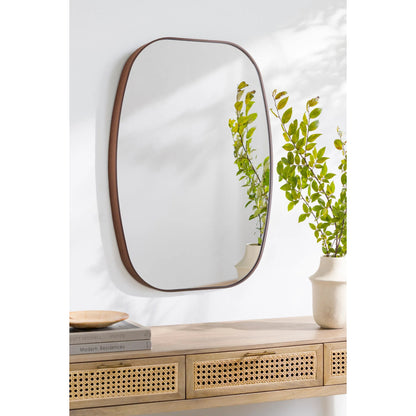 Aranya Accent Mirror Wall Decor by Livabliss in natural. Made from aluminum in a modern style.