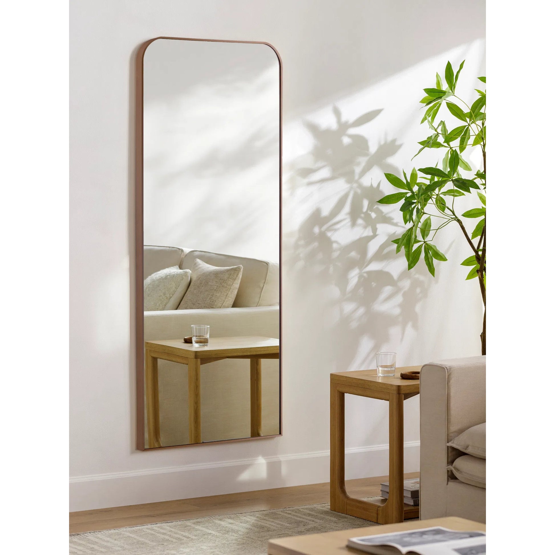 Aranya Full Length Mirror Wall Decor by Livabliss in natural. Made from aluminum in a unique style.