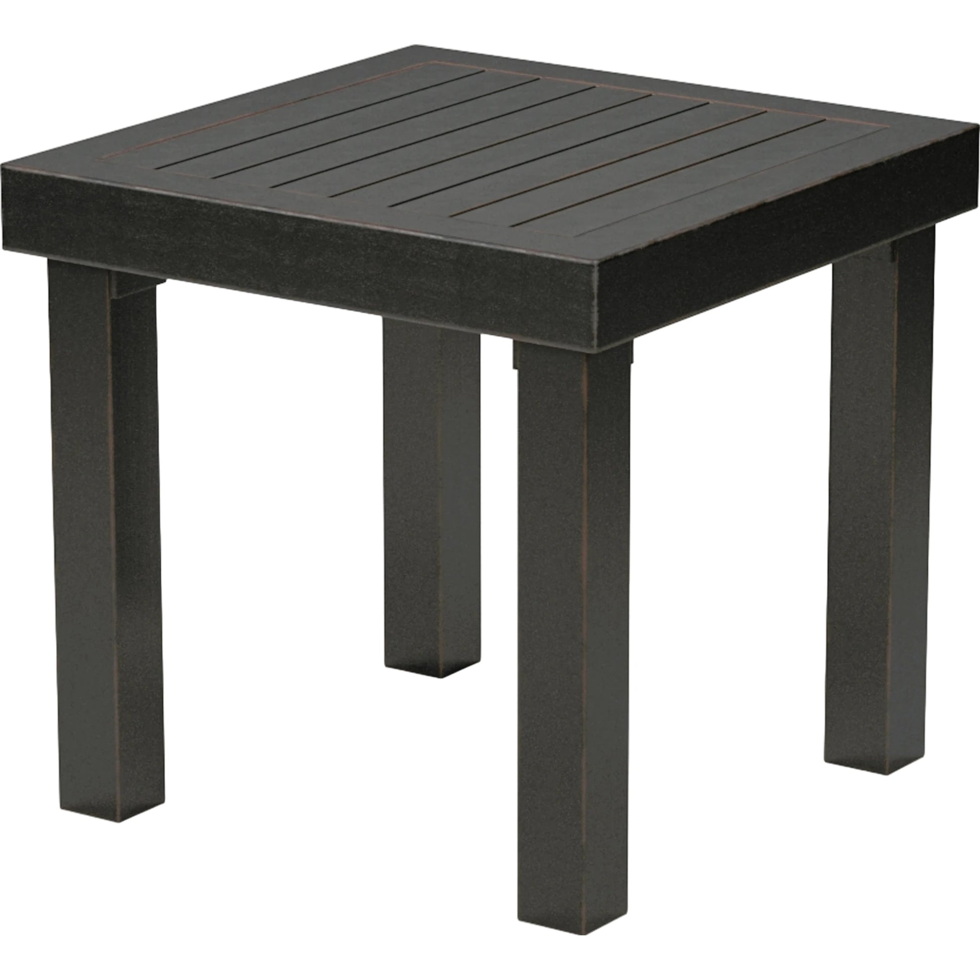 Monterey Outdoor End Table by Sunset West in copper. Made from aluminum in a modern style.