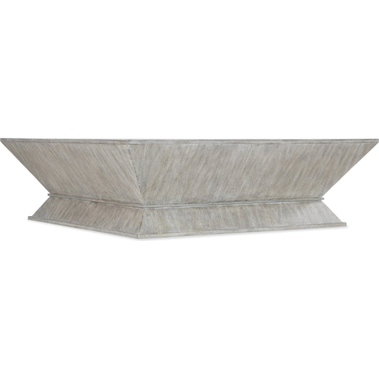 Melange Korena Square Cocktail Table by Hooker Furniture in gray. Made from elm veneers, resin in a modern style.