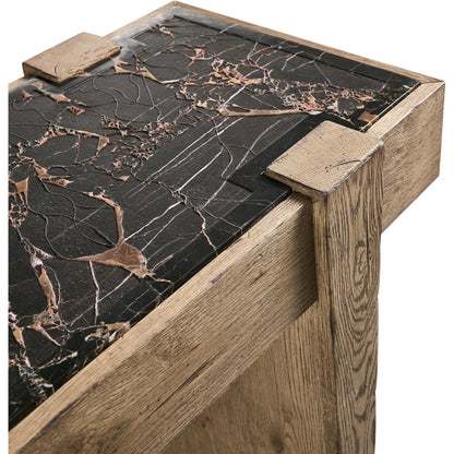 Echo Canyon Marble Console by Jonathan Charles in faded oak. Made from oak veneer in a cottage & farmhouse style.