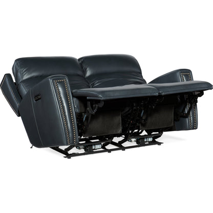 Ruthe Zero Gravity Power Recline Loveseat by Hooker Furniture. Made from leather in a traditional style.