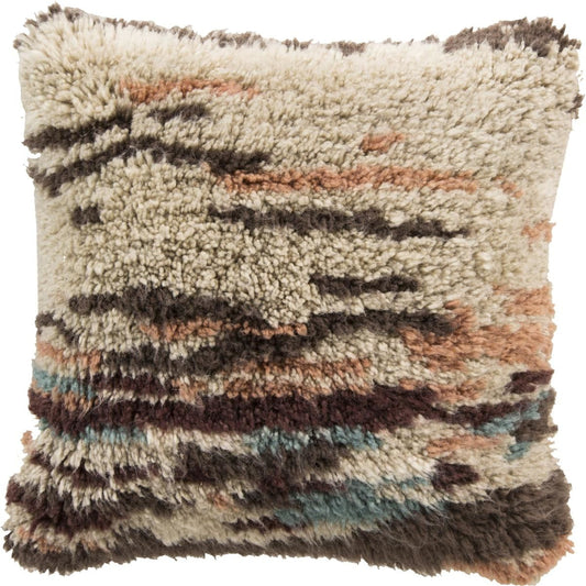 Mammoth Pillow - 12886 by Surya in beige, salmon, charcoal, burgundy, sky blue. Made from 100% wool in a modern style.