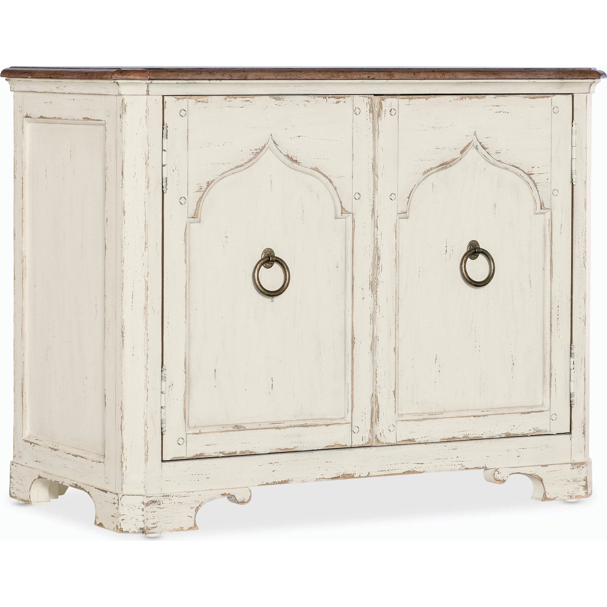 Americana Two-Door Nightstand by Hooker Furniture. Made from oak veneers with solid-wood edge top in a cottage & farmhouse style.