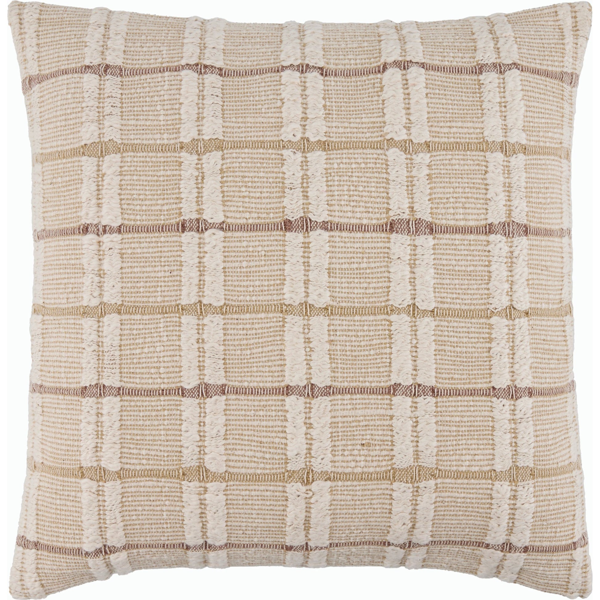 Rochester Pillow - 15097 by Surya in white, light beige, brown. Made from front: 100% cotton, back: 100% cotton in a modern style.