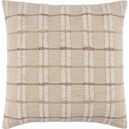 Rochester Pillow - 15097 by Surya in white, light beige, brown. Made from front: 100% cotton, back: 100% cotton in a modern style.