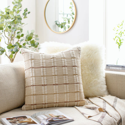 Rochester Pillow - 15097 by Surya in off-white, pearl, desert tan, beige. Made from front: 100% cotton, back: 100% cotton in a modern style.