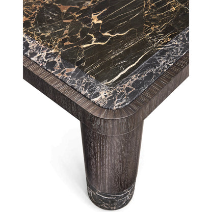 Monarch Square Cocktail Table by Jonathan Charles in chocolate apricot oak. Made from main oak veneer in a unique style.
