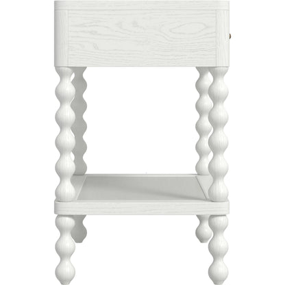 Haven Open Nightstand by A.R.T. Furniture in warm white. Made from parawood solids, oak veneer in a transitional style.
