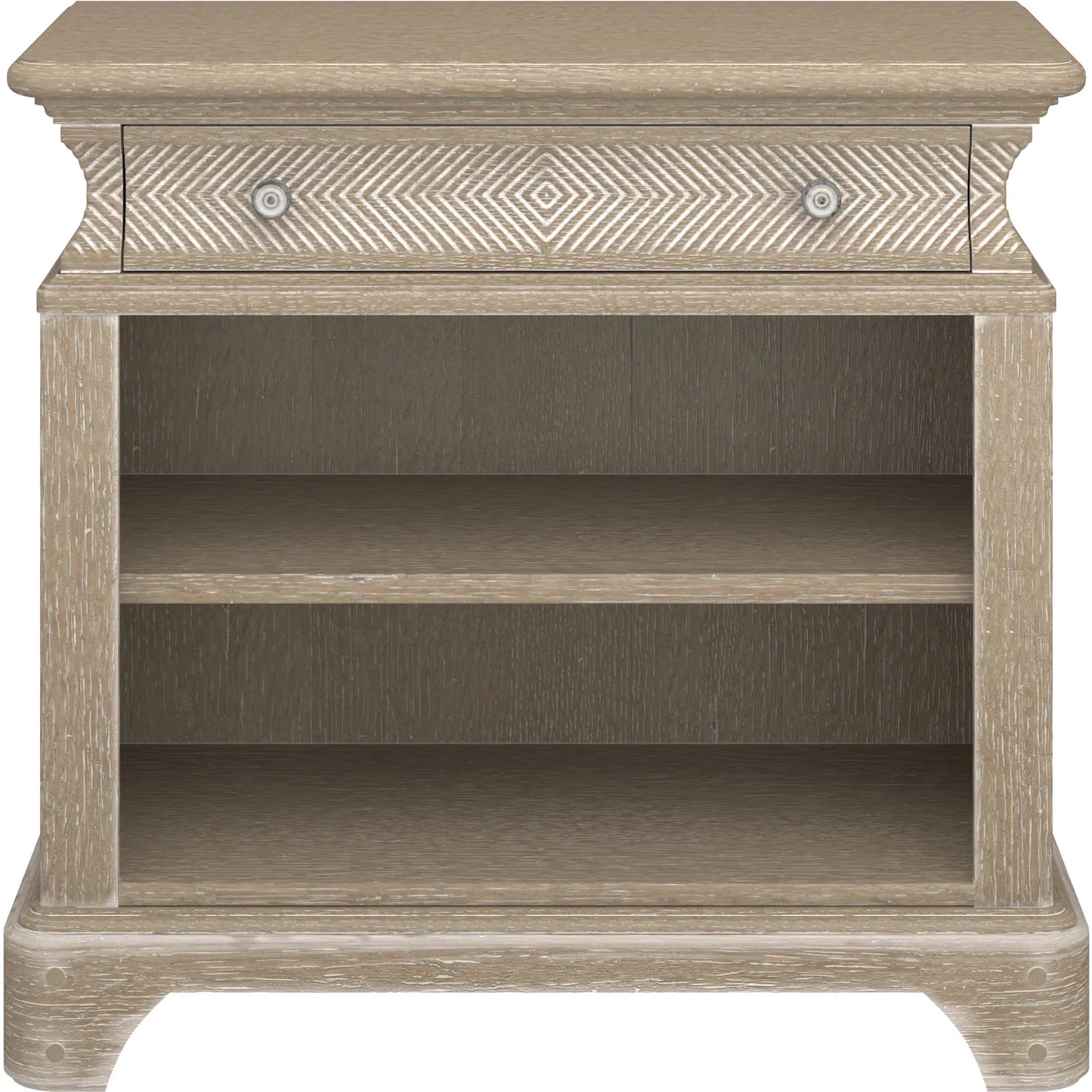 000 SI-2465310 | Additional Silo | Summer Creek Open Nightstand by A.R.T. Furniture in scrubbed oak. Made from flakey cathedral oak veneer, parawood solids in a traditional style.
