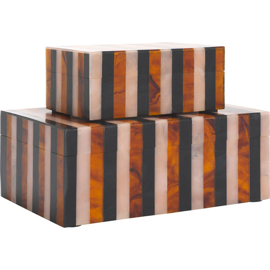 Wahkiakum Decorative Box (Set of 2) by HedgeApple Essentials in black, brown. Made from mdf, resin in a unique style.
