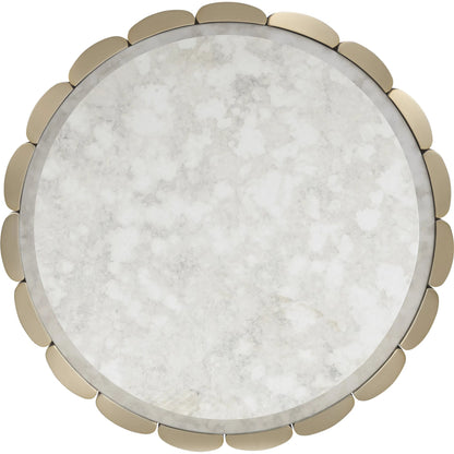Melange Time Flies End Table by Hooker Furniture in champagne silver, gold metal. Made from metal, mirror in a modern style.
