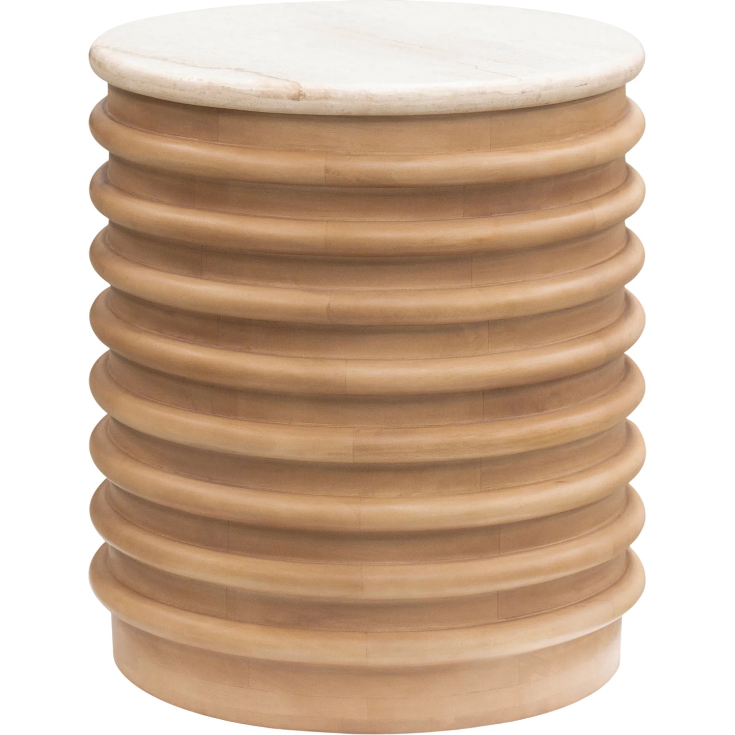001 SI-2460530 | Primary Silo | Redondo End Table by Surya in beige. Made from marble, mango wood in a transitional style.