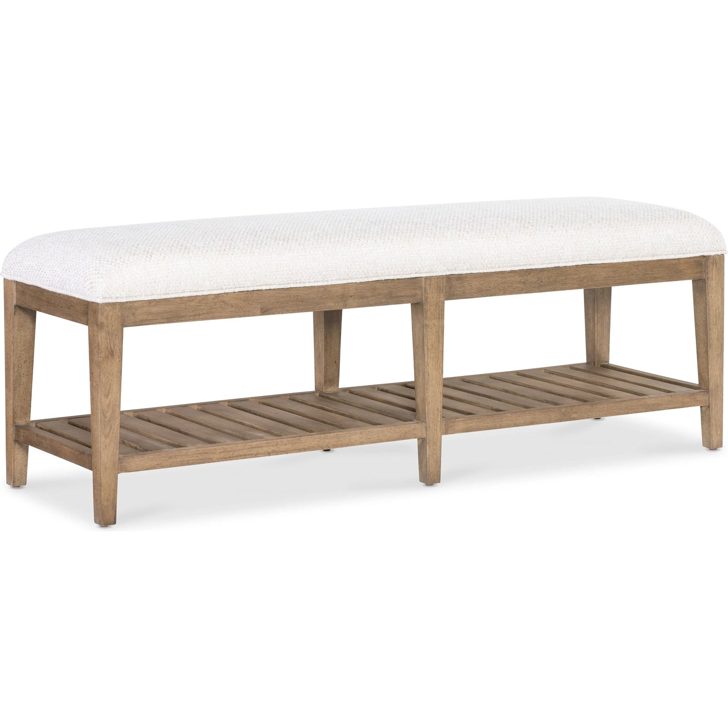 001 SI-2250735 | Primary Silo | Vineyard Row Bed Bench by Hooker Furniture in beige and sonoma. Made from 57% polyester, 43% cationic poly in a transitional style.