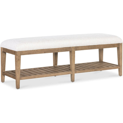 Vineyard Row Bed Bench by Hooker Furniture in beige and sonoma. Made from 57% polyester, 43% cationic poly in a transitional style.