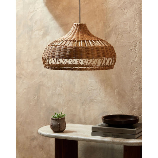Radiant Pendant - 500603 by Livabliss in fixture: dark brown, cord: black and paintedpaintedcoloredpainted. Made from rattan in a cottage & farmhouse style.