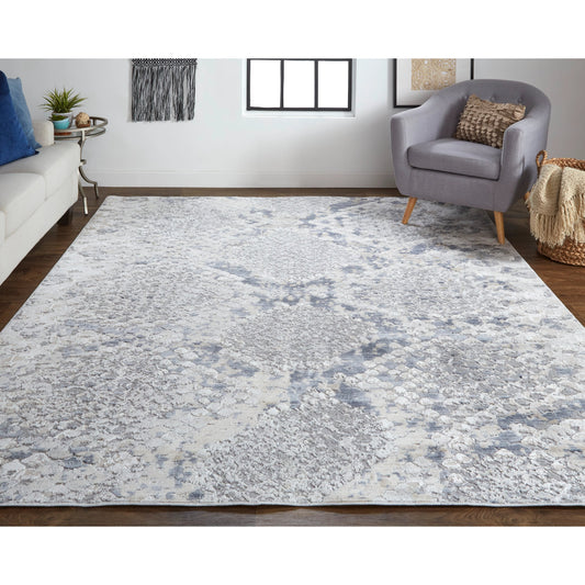 Laina Transitional Trellis & Lattice Rug - 39GIF by Feizy in silver, gray, blue. Made from unique in a unique style.