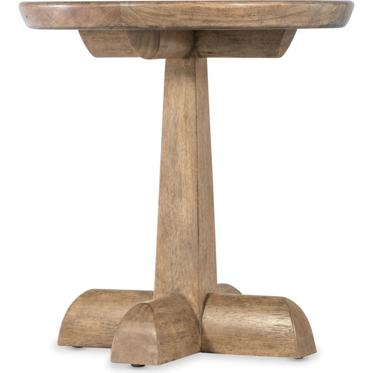 Vineyard Row Round Pedestal End Table by Hooker Furniture in light wood and sonoma. Made from unique in a unique style.