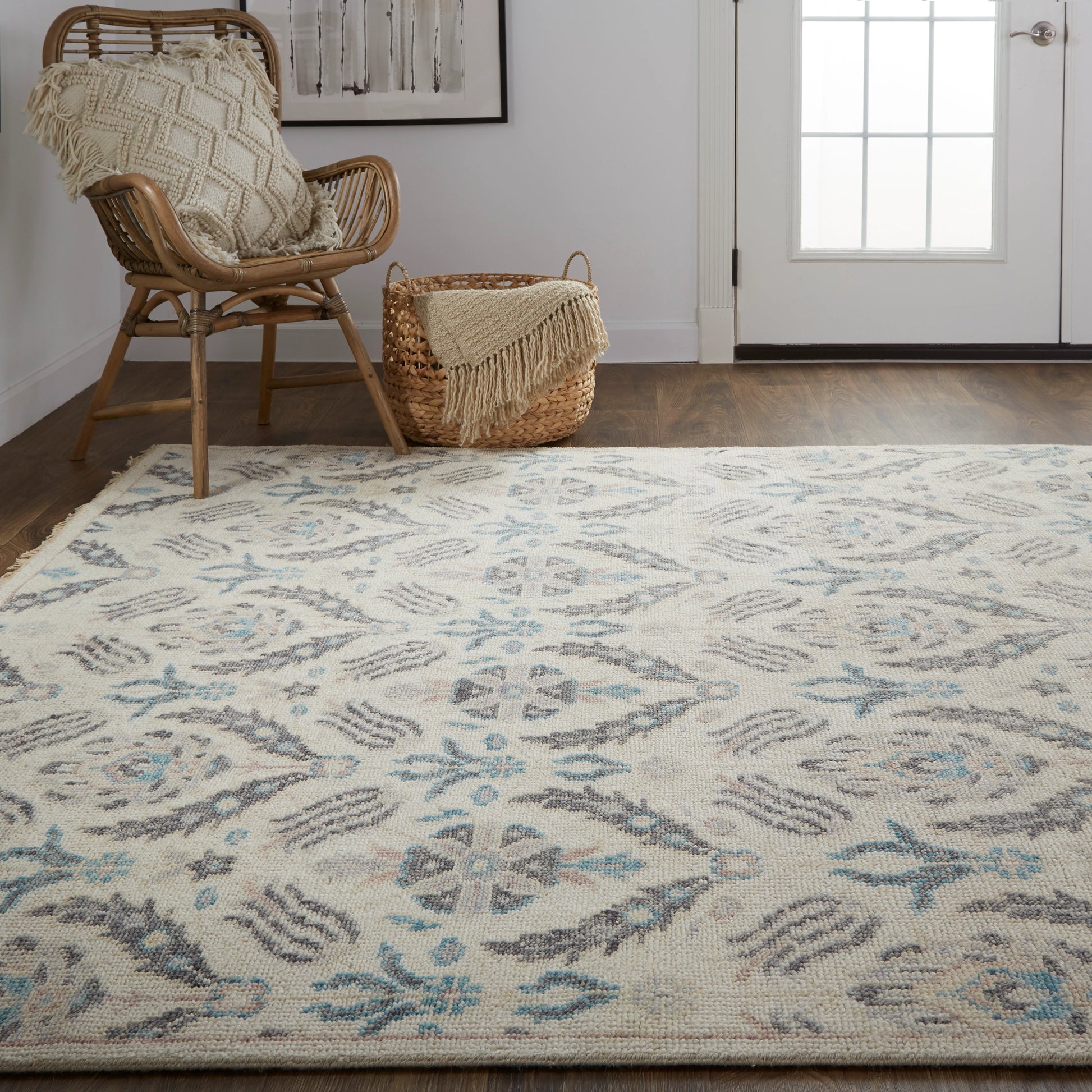 Beall Traditional Oriental Rug - 6711F by Feizy in ivory, gray, blue. Made from wool in a unique style.