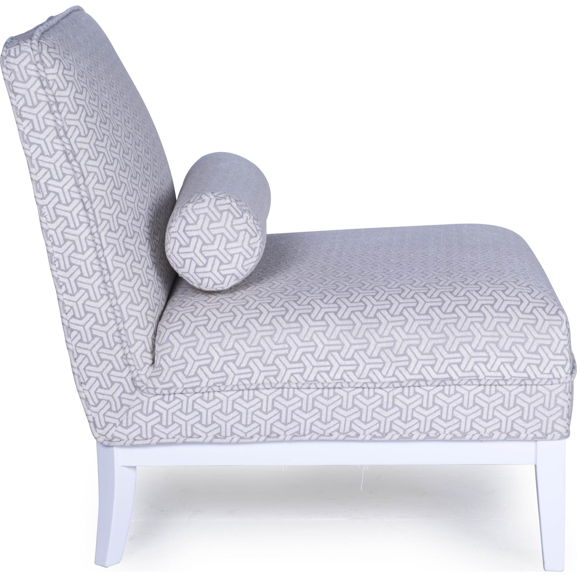 Firenze Upholster Lounge Chair by Pasargad Home in silver and white. Made from polyester, cotton in a coastal style.