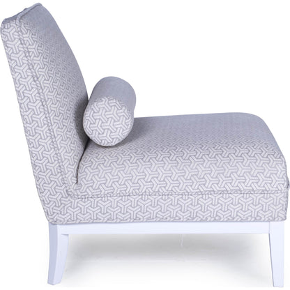Firenze Upholster Lounge Chair by Pasargad Home in silver and white. Made from polyester, cotton in a coastal style.