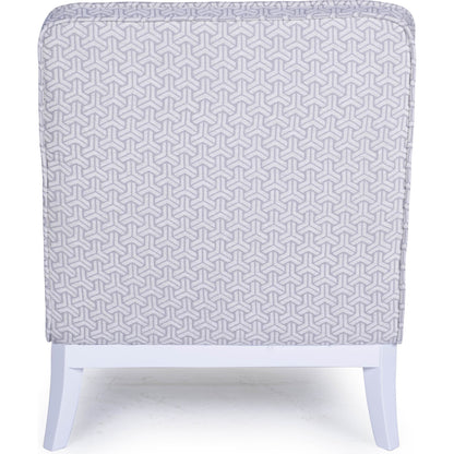 Firenze Upholster Lounge Chair by Pasargad Home in silver and white. Made from polyester, cotton in a coastal style.