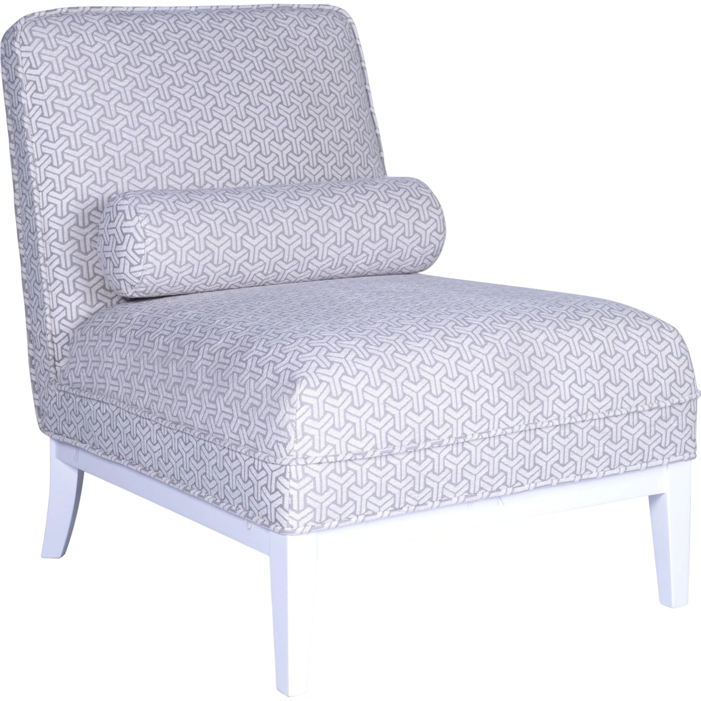 001 SR-702389 | Primary Silo | Firenze Upholster Lounge Chair by Pasargad Home in silver and white. Made from polyester, cotton in a coastal style.