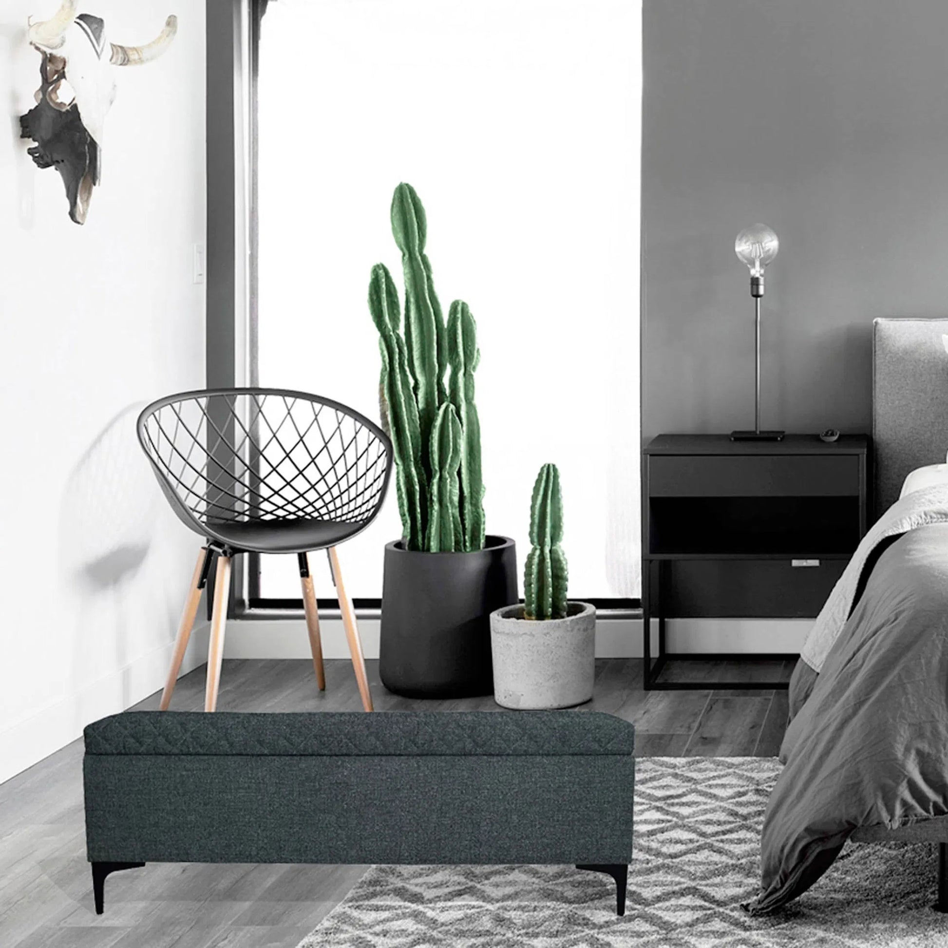 Reece Storage Bench by LH Imports in matte black. Made from unique in a eclectic & global style.