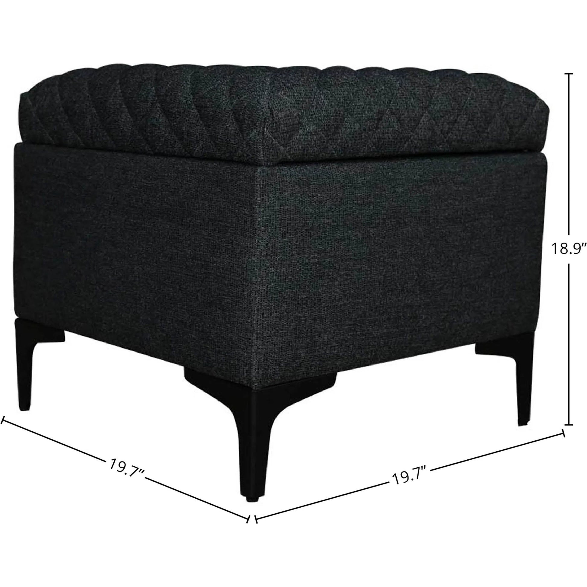 Reece Storage Ottoman by LH Imports in matte black. Made from black metal legs, standard padded foam cushion, 100% polyester fabric in a eclectic & global style.