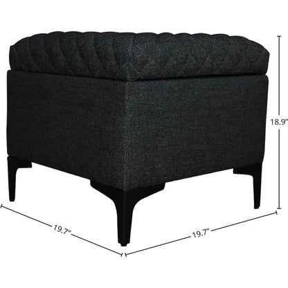 Reece Storage Ottoman by LH Imports in matte black. Made from black metal legs, standard padded foam cushion, 100% polyester fabric in a eclectic & global style.