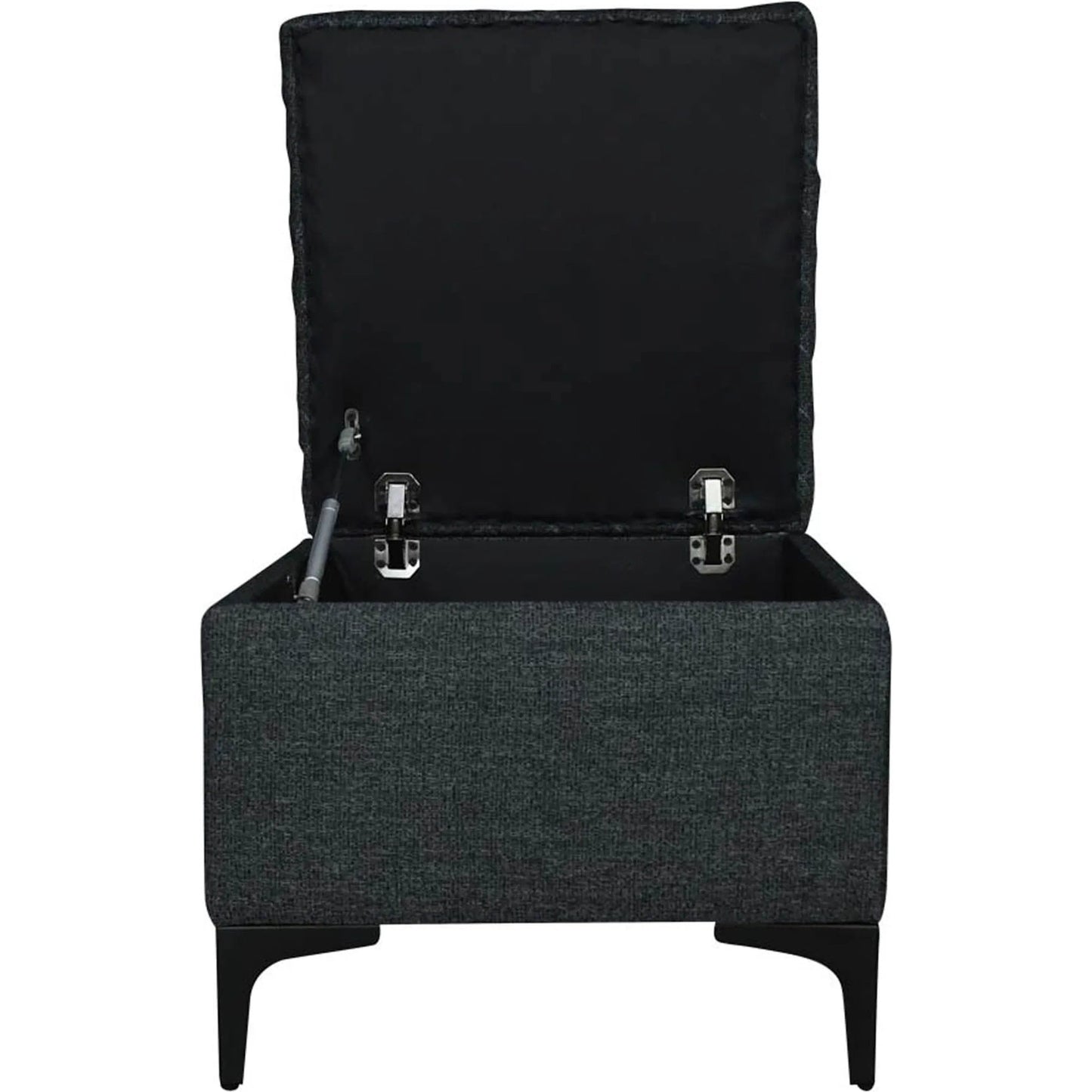 004 SI-2325207 | Additional Silo | Reece Storage Ottoman by LH Imports in matte black. Made from black metal legs, standard padded foam cushion, 100% polyester fabric in a eclectic & global style.