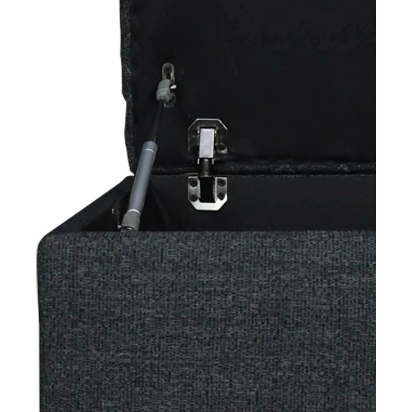 008 SI-2325207 | Closeup | Reece Storage Ottoman by LH Imports in matte black. Made from black metal legs, standard padded foam cushion, 100% polyester fabric in a eclectic & global style.