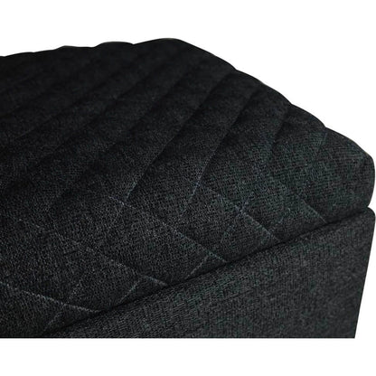 Reece Storage Ottoman by LH Imports in matte black. Made from black metal legs, standard padded foam cushion, 100% polyester fabric in a eclectic & global style.