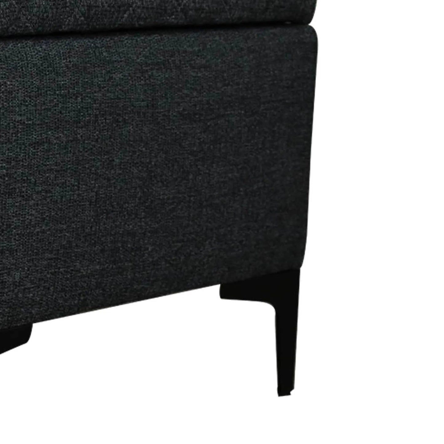 006 SI-2325207 | Closeup | Reece Storage Ottoman by LH Imports in matte black. Made from black metal legs, standard padded foam cushion, 100% polyester fabric in a eclectic & global style.
