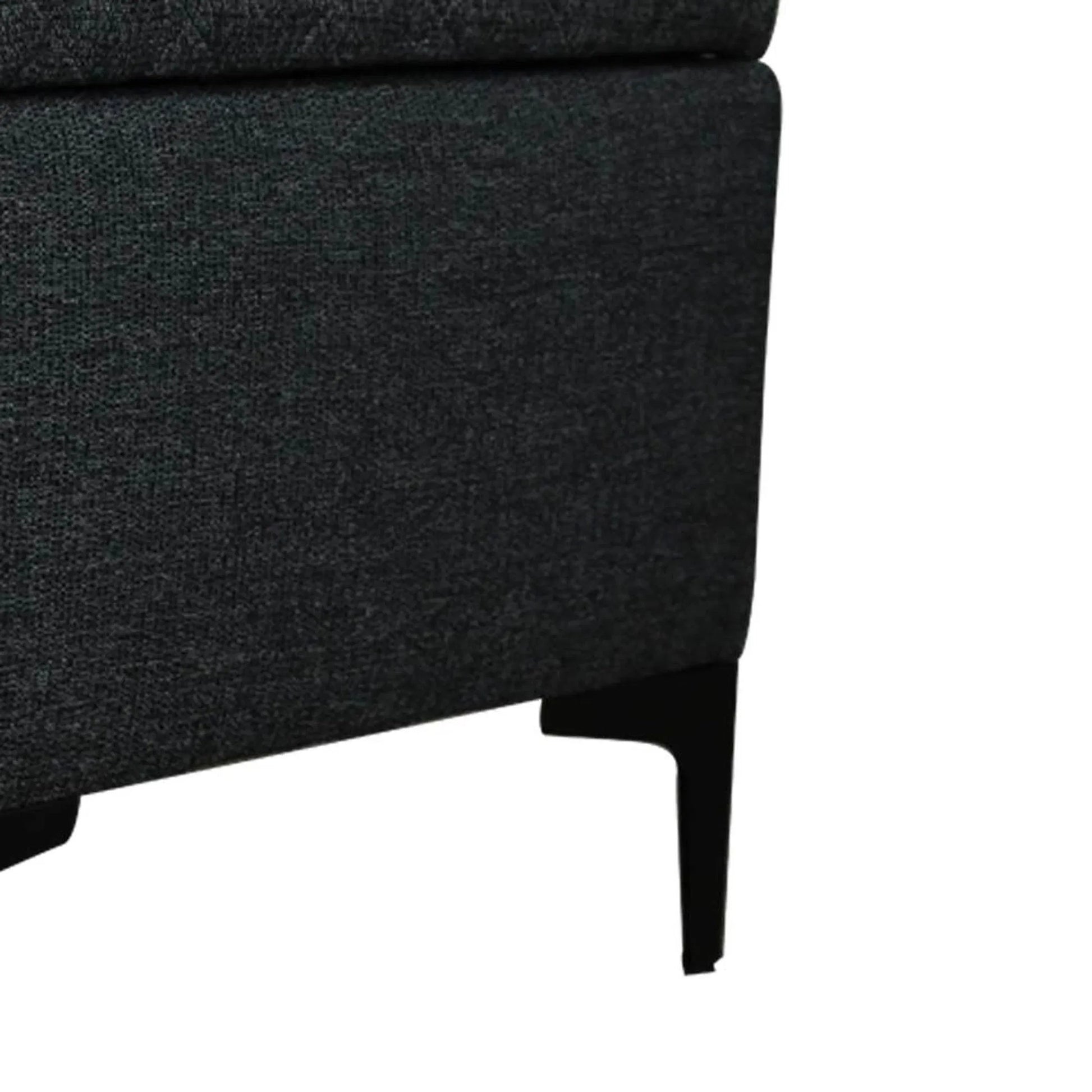 Reece Storage Ottoman by LH Imports in matte black. Made from black metal legs, standard padded foam cushion, 100% polyester fabric in a eclectic & global style.