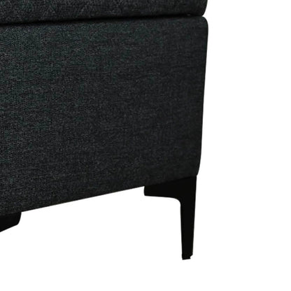 Reece Storage Ottoman by LH Imports in matte black. Made from black metal legs, standard padded foam cushion, 100% polyester fabric in a eclectic & global style.