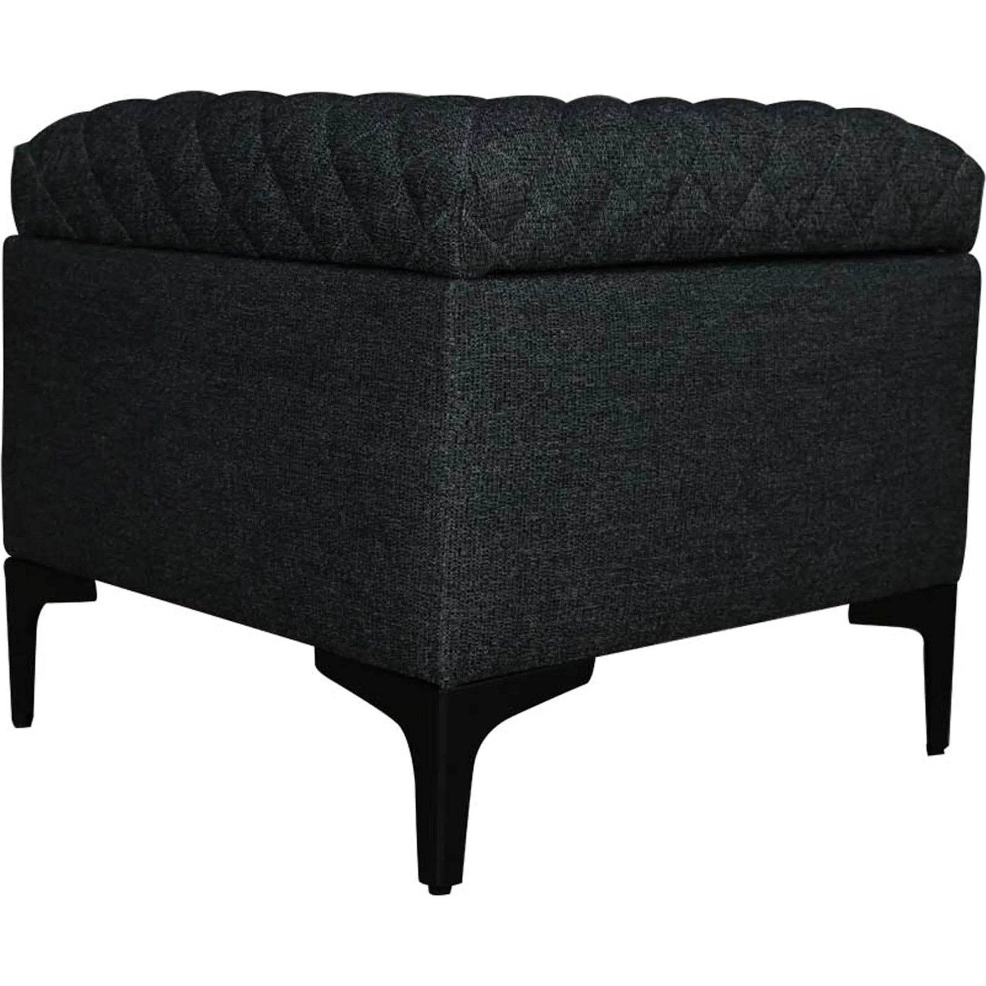 Reece Storage Ottoman by LH Imports in matte black. Made from black metal legs, standard padded foam cushion, 100% polyester fabric in a eclectic & global style.