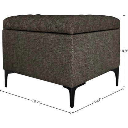 Reece Storage Ottoman by LH Imports in matte black. Made from black metal legs, standard padded foam cushion, 100% polyester fabric in a eclectic & global style.