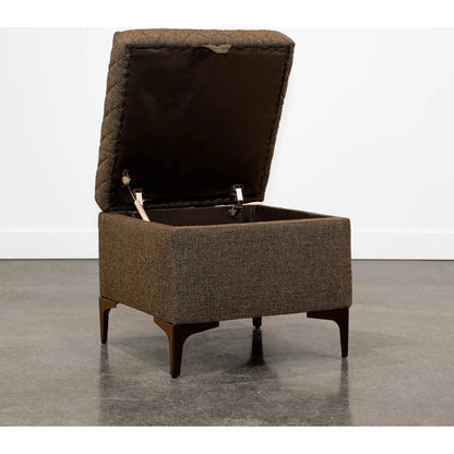 Reece Storage Ottoman by LH Imports in matte black. Made from black metal legs, standard padded foam cushion, 100% polyester fabric in a eclectic & global style.