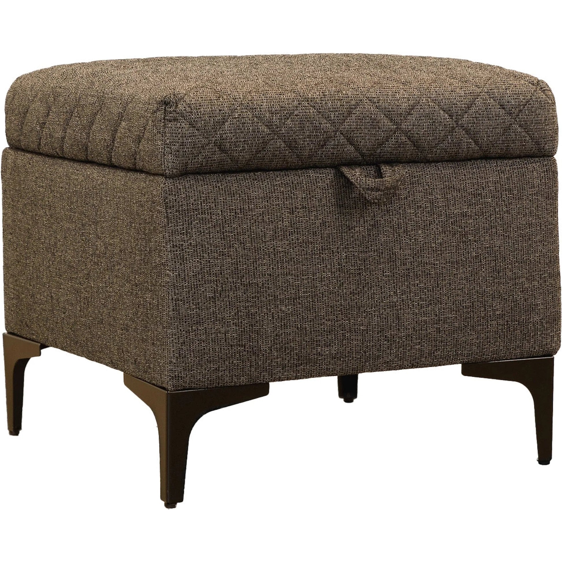 Reece Storage Ottoman by LH Imports in matte black. Made from black metal legs, standard padded foam cushion, 100% polyester fabric in a eclectic & global style.